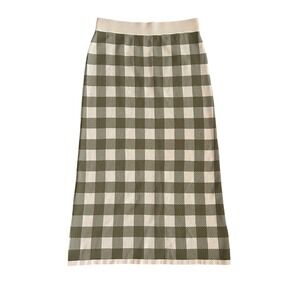 The Tiny Big Sister Gingham Check Skirt Green Midi Size EUR 42 US Large Jacquard